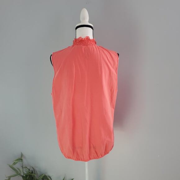 NY&Co Sleeveless Pink Mock Turtleneck Lace Top XL - Picture 2 of 6